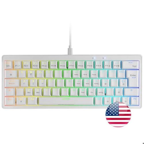 Mars Gaming MKMINIPRO, Clavier Mécanique 60% Hot-Swappable, Éclairage RGB, Antighosting, Switch Silencieux, Layout US, Blanc