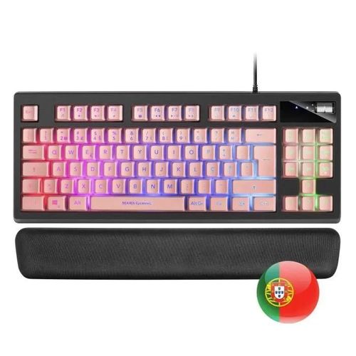 Clavier Gaming TKL - Mars Gaming - MKAX - Rose - H-Mech - Repose Poignet Gel