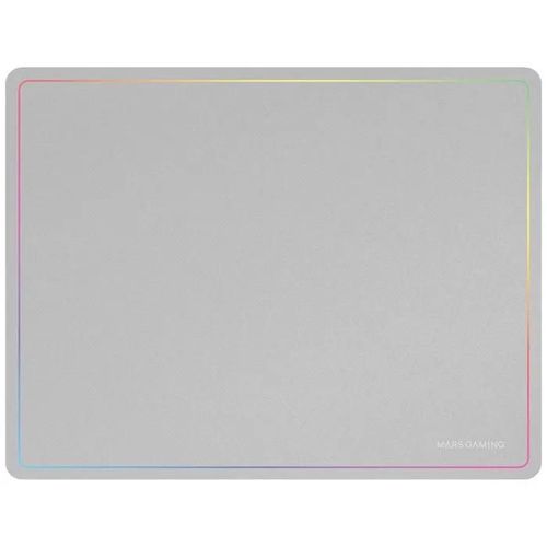 Mars Gaming MMP124, Tapis de souris Gaming 36x26cm, bord arc-en-ciel, Base Antidérapante, Surface Nanotextile, Blanc
