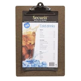 Clip Board A4 Marron 4,6 Bois - Securit - Menu Clipboard - Support En Bois Avec Pince En Inox