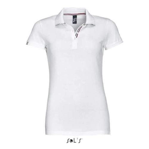 Polo Patriot Femme Blanc/Rouge - L - Manches Courtes - Coupe Cintrée - Respirant