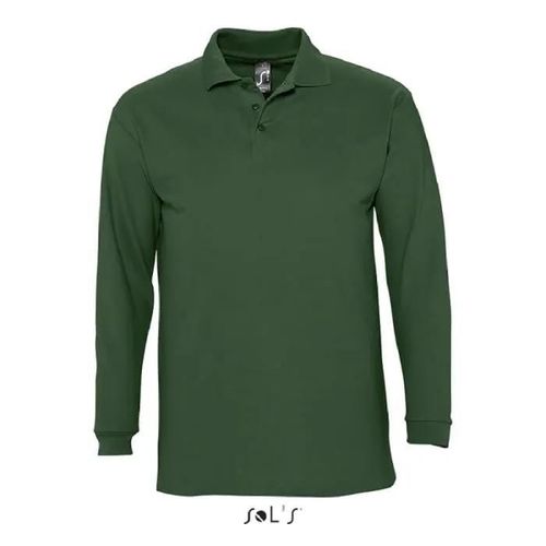 Polo Homme Vert Golf - L - Manches Longues - Maille Piquée 210 - 100% Coton Peigné Ringspun