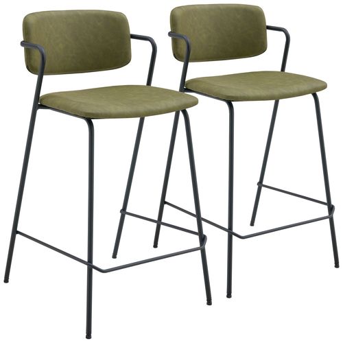 Lot De 2 Tabourets De Bar En Simili Vert Léon