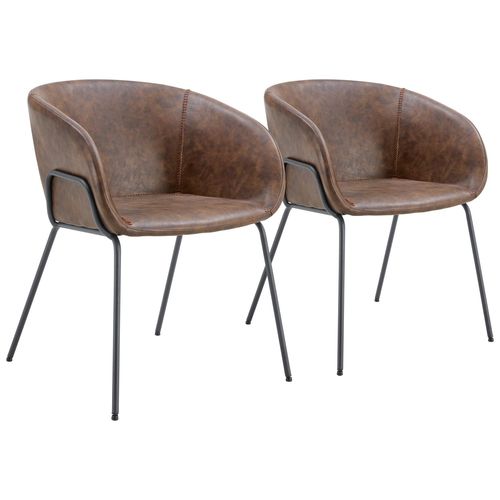 Lot De 2 Fauteuils En Simili Marron André