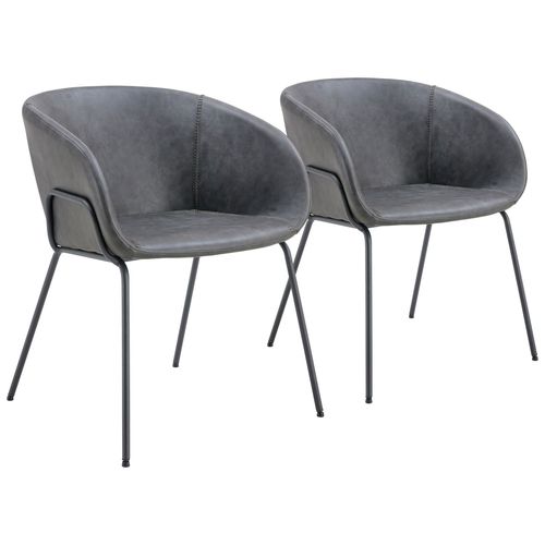 Lot De 2 Fauteuils En Simili Gris Foncé André