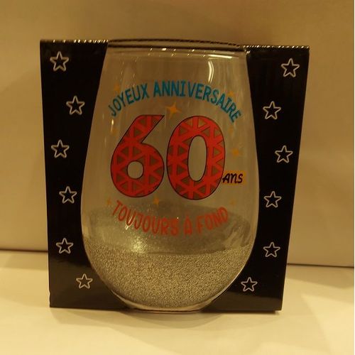 Verre Glitter 12 Cm 60 Ans