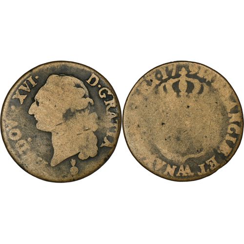 France - 1791 - Sol À L'écu - Metz (Aa) - Louis Xvi - 23-288