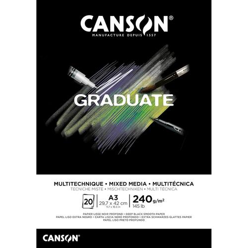 Canson Bloc 20f De Dessin Graduate Mixed Media A3 240g Noir