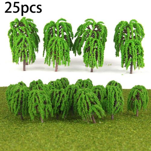 Jouet De Modèle D'arbre De Plante,Disposition De Paysage De Cuisine Verte,Plastique,Résine,Train,Chemin De Fer,Saule,Décoration 3d,Maison Verte