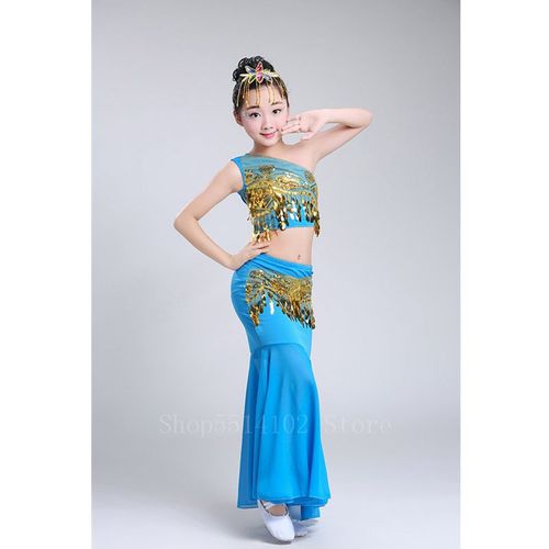Costume De Danse Du Ventre À Paillettes Pour Enfants,Vêtements De Pratique De Performance Éma Ens,Jupe De Ventre À Queue Ouverte,Vêtements Financièrement Indiens,National Girl