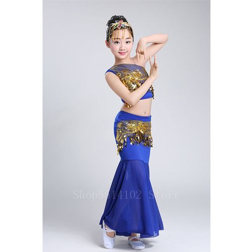Costume De Danse Du Ventre À Paillettes Pour Enfants,Vêtements De Pratique De Performance Éma Ens,Jupe De Ventre À Queue Ouverte,Vêtements Financièrement Indiens,National Girl