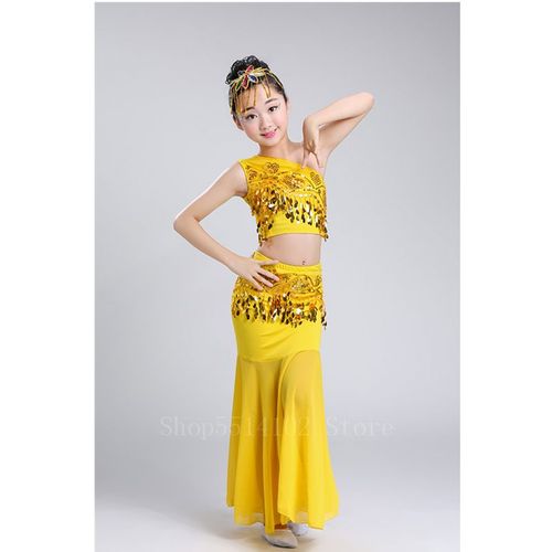 Costume De Danse Du Ventre À Paillettes Pour Enfants,Vêtements De Pratique De Performance Éma Ens,Jupe De Ventre À Queue Ouverte,Vêtements Financièrement Indiens,National Girl