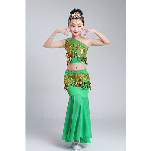 Costume De Danse Du Ventre À Paillettes Pour Enfants,Vêtements De Pratique De Performance Éma Ens,Jupe De Ventre À Queue Ouverte,Vêtements Financièrement Indiens,National Girl