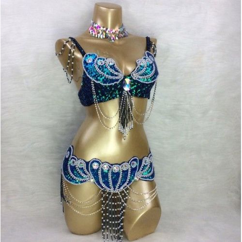 Gelwear De Danse Du Ventre En Cristal Perlé Pour Femme,Barre,Ceinture,Collier,Ensemble Sexy,Haute Qualité,3 Pièces,303,2152