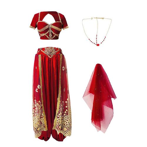 Costumes De Cosplay De Noël Pour Filles,Tenue De Danse Du Ventre,Vêtements Indiens Pour Femmes,Ensemble De 2 Pièces (Haut Et Pantalon)