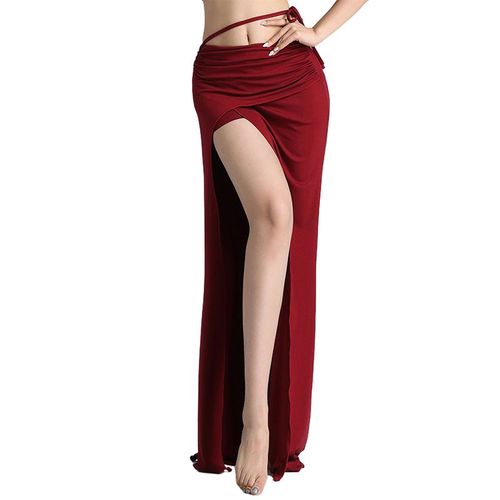 Costume De Danse Du Ventre Sexy,Taille Haute,Longue Jupe Fendue Sur Le Côté,Slim,Tenue De Pratique,Confortable,Noir,Pour Adulte,Xl