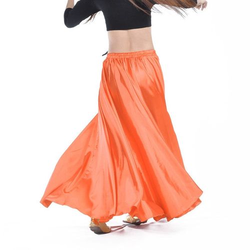 Jupe Longue En Satin Pour Femmes,360 Degrés,Danse Du Ventre,Gitane,Danseuse,Vêtements D'entraînement,15 Couleurs Assorties,Couleur Unie,Violet,Or