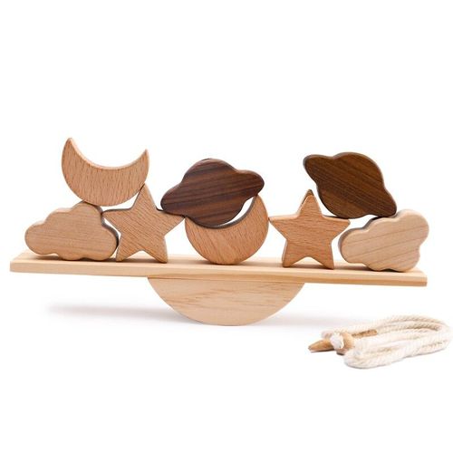 Jouets Montessori En Bois Pour Bébé,Dinosaure,Étoiles,Lune,Décennie S D'équilibre,Enfilage,Empilé,Jeux Pour Nourrissons,Cadeaux De Puzzle - Type Star Moon