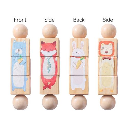 Jouets Montessori En Bois Pour Bébé,Motif Animal De Dessin,Crocodile,Ours,Hochet De Nuit Rotatif,Puzzle,Qualité Alimentaire,Tewindsor,1 Pièce - Type 1pc Bear