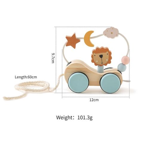 Jouets Montessori En Bois,Nuit D'animaux,Traînant Des Étoiles,De La Lune,Surround,Train,Coordination À La Main,Jouet Empilable,Cadeaux De Décoration Faits À La Main - Type Dragging Car #C