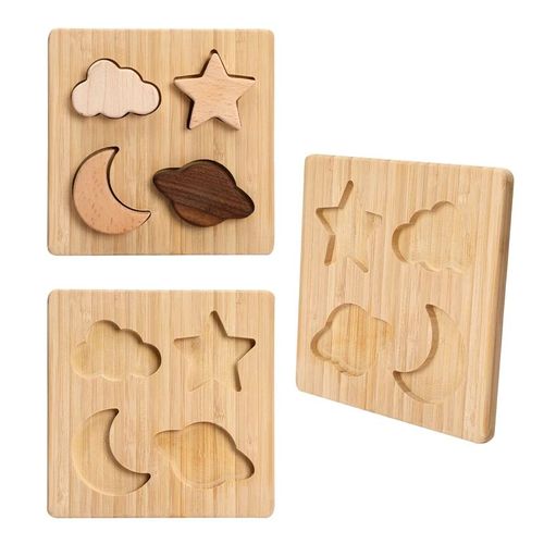 Jouets De Scène De Dinosaure Montessori Pour Enfants,Nuit En Bois,Jouets De Jeu,Artisanat En Bois De 2 Ans,Blocs En Bois Empilables,Accessoires En Bois - Type Wooden Puzzle