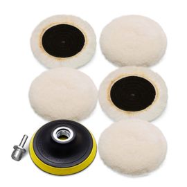 Ueesbathroom-Kit De Polissage De Voiture,Tampon De Polissage,Éponge De Cirage De Voiture,Disque De Roue En Laine,Tampons De Polissage D'entretien De Peinture Automatique,Outils De Gadget,5 Pièces,3