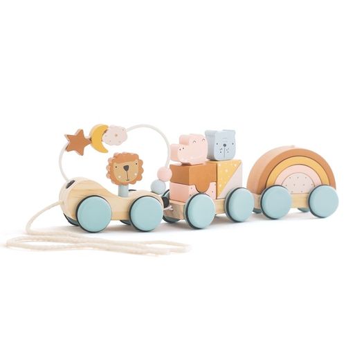 Jouets Montessori En Bois Pour Bébés,Animaux,Zoo,Train Dos,Empilage,Jeux De Construction,Trains - Type Block Train