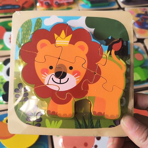 Puzzles 3d En Bois Pour Tout-Petits,Planches À Main,Jouets Tangram,Jouets Pour Bébés,Véhicule De Dessin,Animaux - Type Lion