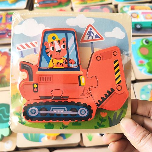 Puzzles 3d En Bois Pour Tout-Petits,Planches À Main,Jouets Tangram,Jouets Pour Bébés,Véhicule De Dessin,Animaux - Type Navvy