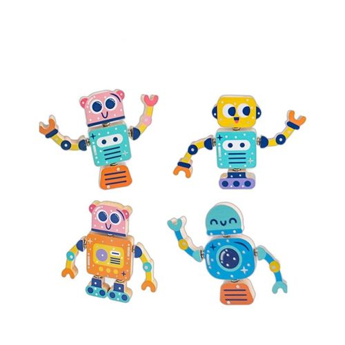 Jouets De Construction De Robots En Bois Pour Enfants,Blocs Stem,Ensemble De Jeu,Motricité Fine,Montessori Dos,Jouets D'apprentissage,Cadeau - Type Gris Clair