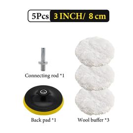 Kit De Tampon De Polissage De Voiture,Éponge De Cirage,Disque De Roue En Laine,Tampons De Polissage D'entretien De Peinture Automatique,Gadget De Voiture,3 Pouces,4/5 Pouces,5 Pièces - Type 3inch #A