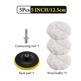 Kit De Tampon De Polissage De Voiture,Disque Éponge De Cirage,Roue En Laine,Peinture Automatique,Tampons De Polissage D'entretien,Gadget,Livres De Voiture,Outil D'entretien - Type 5in-5pcs