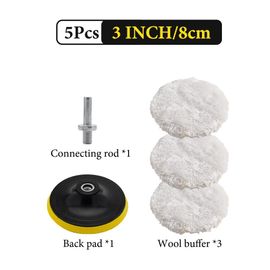 Kit De Tampon De Polissage De Voiture,Éponge De Cirage,Disque,Roue En Laine,Peinture Automatique,Tampons De Polissage D'entretien,Gadget De Voiture - Type 3inch
