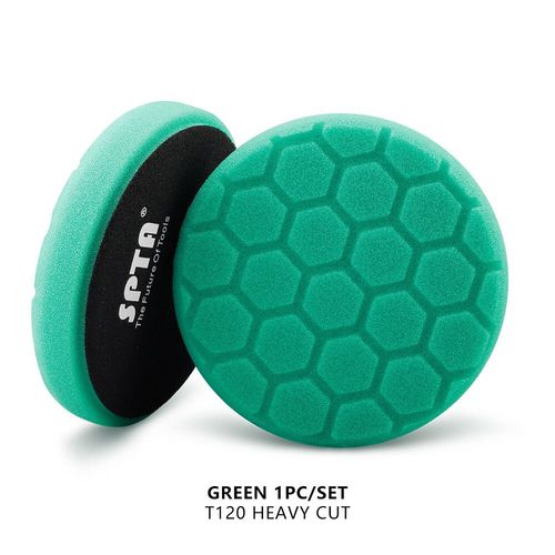SPTA 3 ""(80mm)/5""(125mm)/6 ""(150mm),vente unique tampons de polissage pour polisseuse DA/RO/GA,éponge Hex-Logic,pour voiture - Type 1 Green Heavy Cut-6 inch(150mm)