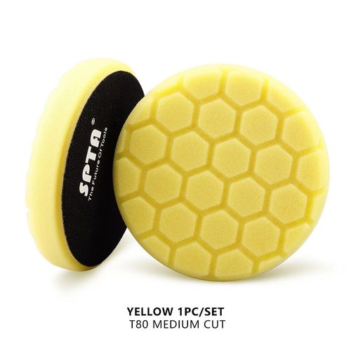 SPTA 3 ""(80mm)/5""(125mm)/6 ""(150mm),vente unique tampons de polissage pour polisseuse DA/RO/GA,éponge Hex-Logic,pour voiture - Type 1 Yellow Medium Cut-6 inch(150mm)