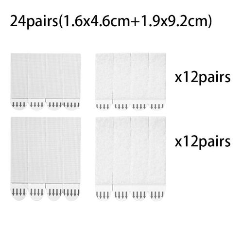 Bandes de confrontation pour photo et cadre sans dommage,ruban blanc,autocollant mural,crochet,pack de valeur,12 paires,24 paires - Type 24pairs-S and L
