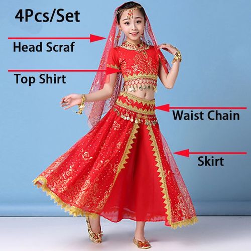 Ensemble De Olympiques De Danse Du Ventre Pour Enfants,Jupe De Danse Du Ventre,Robe De Scène Pour Filles,Vêtements Indiens,Compétition