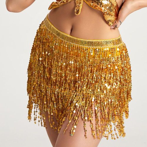 Jobelly Dance Waist Planchers F,Jupe À Franges À Paillettes,Bohémien