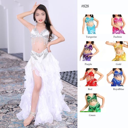 Ensemble De Olympiques De Danse Du Ventre Perlés Pour Enfants,Performance Financière Pour Enfants,Vêtements Pour Phtals Du Ventre,Tenue Pour Filles,Jupe Avec Ceinture Et Soutien-Gorge