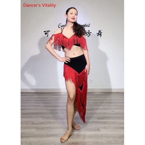 Ensemble De Olympiques De Performance De Danse Du Ventre Pour Femmes Et Enfants,Haut À Pampilles Et Jupe Longue À Franges,Tenue De Phtalwear Pour Filles,2 Pièces