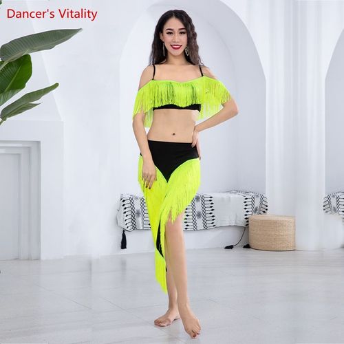 Ensemble De Olympiques De Performance De Danse Du Ventre Pour Femmes Et Enfants,Haut À Pampilles Et Jupe Longue À Franges,Tenue De Phtalwear Pour Filles,2 Pièces