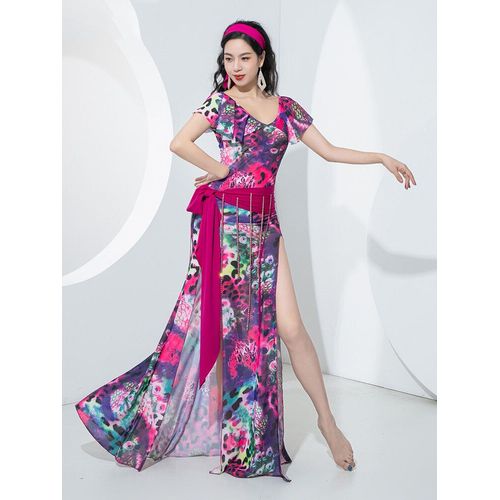 Ensemble De Olympiques De Danse Du Ventre Pour Femmes,Vêtements Shabeauty Baladi,Robe Imprimée,Pompon,Écharpe De Hanche,Tenue Féminine,2023