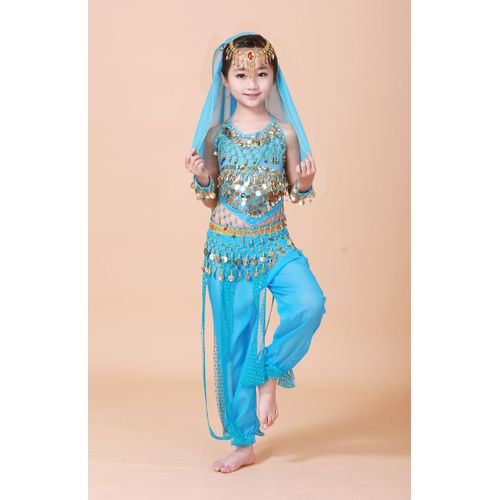 Costume De Scène En Mousseline De Soie Pour Fille,Brevdu Ventre Indienne,Spectacle D'halloween,Ensembles De 7 Pièces,Tenues De Phtalgrill Pour Enfant