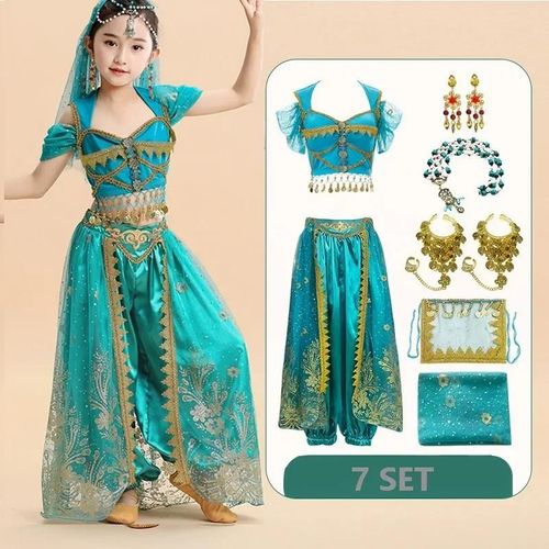 Ensemble De Danse Du Ventre Princesse Indienne Pour Enfants,Vêtements De Performance Pour Filles Sari,Vêtements De Scène Pour Enfants