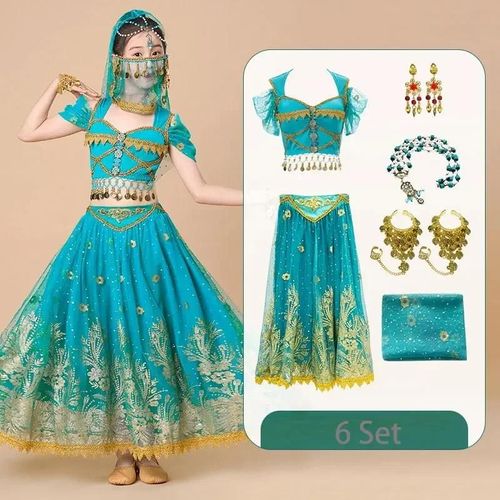 Ensemble De Danse Du Ventre Princesse Indienne Pour Enfants,Vêtements De Performance Pour Filles Sari,Vêtements De Scène Pour Enfants