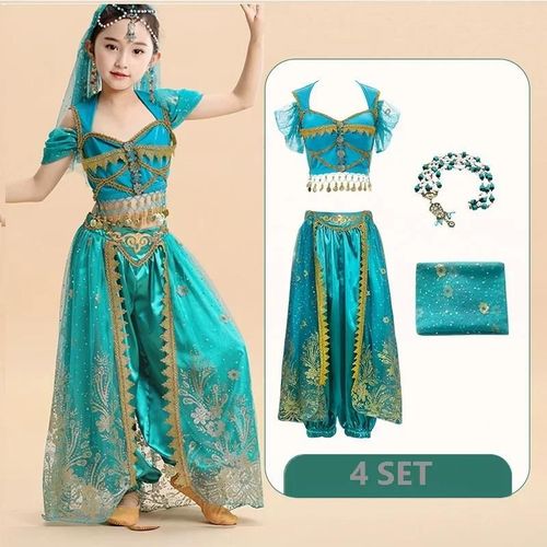 Ensemble De Danse Du Ventre Princesse Indienne Pour Enfants,Vêtements De Performance Pour Filles Sari,Vêtements De Scène Pour Enfants