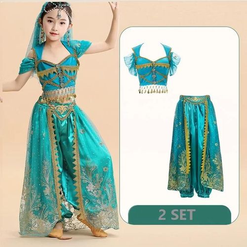 Ensemble De Danse Du Ventre Princesse Indienne Pour Enfants,Vêtements De Performance Pour Filles Sari,Vêtements De Scène Pour Enfants
