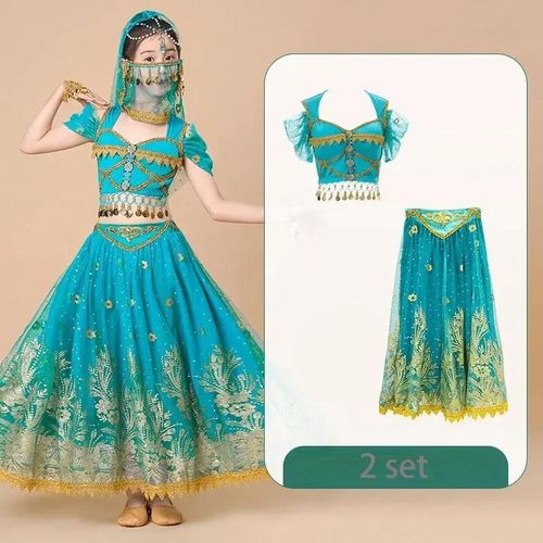 Ensemble De Danse Du Ventre Princesse Indienne Pour Enfants,Vêtements De Performance Pour Filles Sari,Vêtements De Scène Pour Enfants