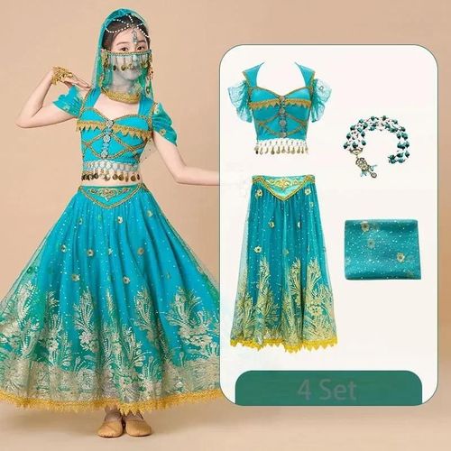 Ensemble De Danse Du Ventre Princesse Indienne Pour Enfants,Vêtements De Performance Pour Filles Sari,Vêtements De Scène Pour Enfants