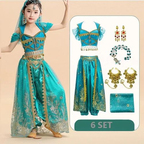 Ensemble De Danse Du Ventre Princesse Indienne Pour Enfants,Vêtements De Performance Pour Filles Sari,Vêtements De Scène Pour Enfants